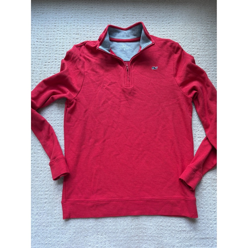 Vineyard Vines Quarter Zip XL Red 100% Pima Cotton Preppy Coastal Collegiate